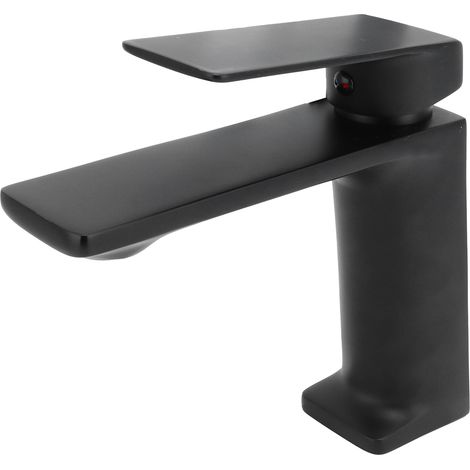 Robinet de lavabo de luxe G1/2 style nordique, pour lavabo encastré, robinet monotrou tout cuivre pour eau chaude et froide avec tuyaux d'eau chaude et froide (1/5)