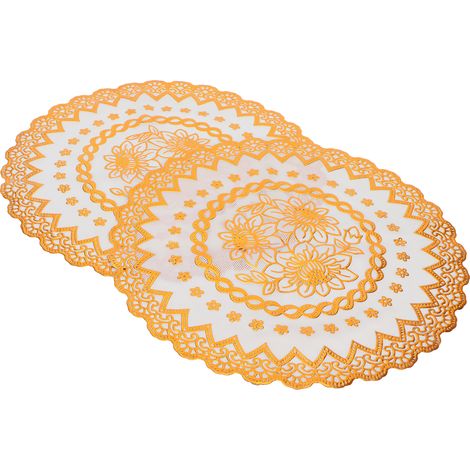 Lot de 2 sets de table ronds 04 en PVC doré, 38 x 38 cm, pour mariages et fêtes. (1/5)