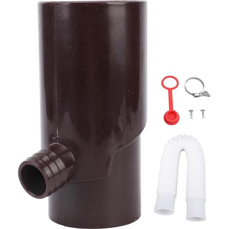 Kit de dérivation de Baril de Pluie, système de Collecte d'eau de Pluie, système de Collecte d'eau de Pluie de gouttière Standard adapté pour gouttière Standard de 2'' x 3'' (Brown) (1/5)
