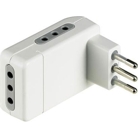 Bticino adaptador de esquina que ahorra espacio 3 tomas de corriente de 10A y enchufe de 10A blanco S3605DE