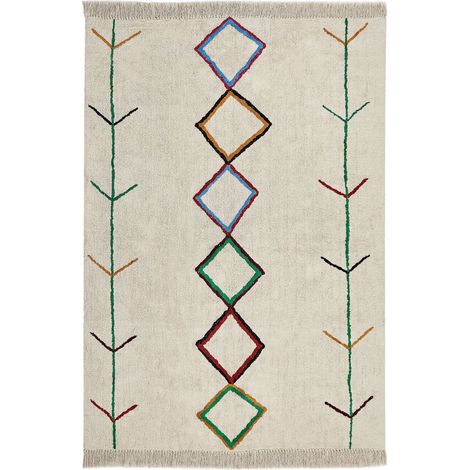 Tappeto in cotone trapuntato con motivo multicolore 160 x 230 cm beige Cetmi