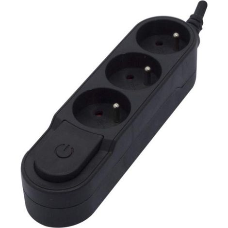 Bloc Multiprise EU Design 3X16A avec Interrupteur - 1,5 m - Noir (1/3)