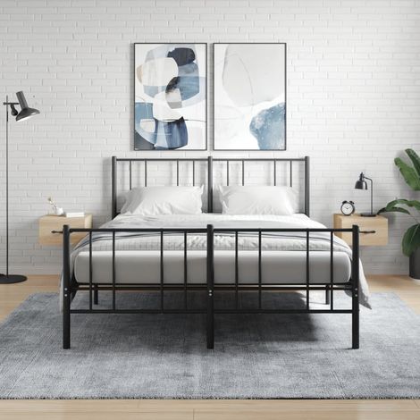 Mesitas de noche de pared 2 uds color roble 35x35x20 cm