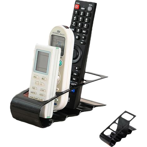 Fernbedienungs-Organizer – 1 Stück – Schwarzer Kunststoff – 4 Fächer – Wohnzimmer und Büro – 18 x 7 cm (1/5)