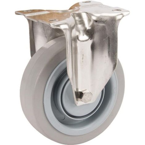 Roulettes pivotantes en acier inoxydable à bandage en caoutchouc gris élastique TENTE 8478UFC100P62 (1/3)