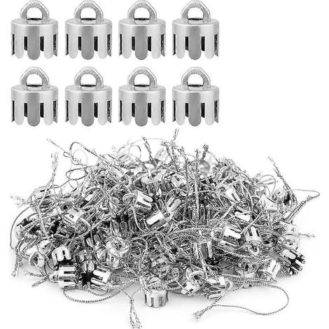 1000 runde Kappen (1,27 cm Durchmesser) für Weihnachtsdekorationen aus silberfarbenem Kunststoff. (1/5)