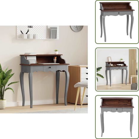 Muebles de madera - vidaXL Escritorio de madera maciza de caoba 80x40x92 cm - Escritorio antiguo