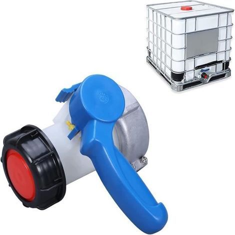 Lot de 2 Vanne pour cuve avec écrou tournant en aluminium - Filetage S60X6, diamètre 60 mm, résiste aux UV et à la corrosion, idéale pour réservoirs d'eau extérieurs et arrosage. (1/4)