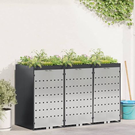 Wagenmüllbehälter für 3 Behälter 204 x 77,5 x 121,5 cm Stahl