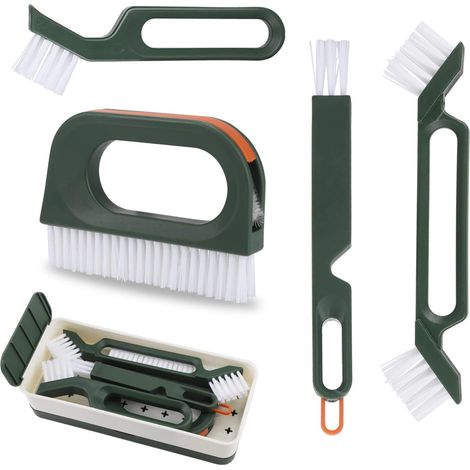 5 en 1 Brosse de Nettoyeur de Crevasse à Main, Brosses Joints Brosse d'angle, Brosse de Nettoyage Rainure Fenetre Vitres, Brosse Nettoyage Salle de Bain, Outil de Brosse à Récurer d'angle