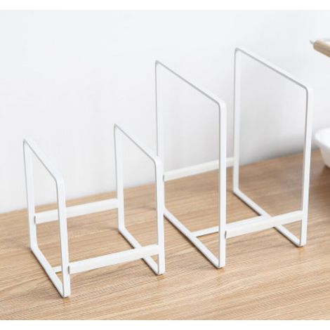 Lot de 2Support Assiette, Rangement Assiettes Placard, Métal Porte Assiette, Rangement Couvercle Casserole avec Poignée, Rangement Couvercle, Range Assiette Placard (white)