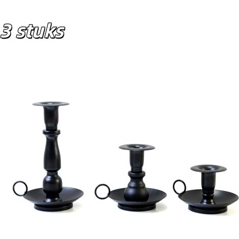 Lot de 3 bougeoirs en métal style vintage européen à double anneau Idéaux pour les mariages les fêtes et les dîners d anniversaire aux chandelles Bougies non incluses Couleur noir (1/5)