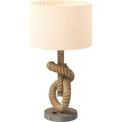 Nautical LED Table Lamp USB Charging Port, Bedside Desk Lamp for Bedroom, Living Room, Home Office (1/5)