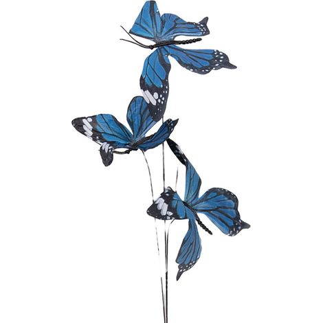 Branche décorative avec papillons bleus en textile pour décoration intérieure 10 x 10 x 65 cm - PANGIVO (1/2)