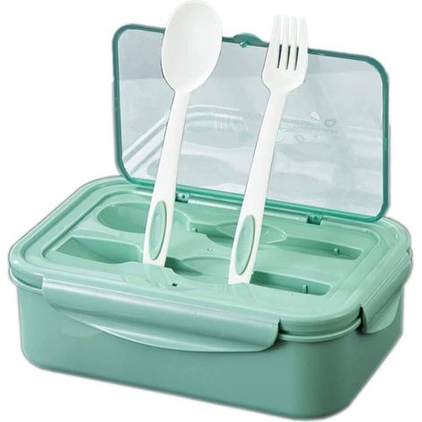 Boîte à bento pour enfants et adultes, étanche, à 3 compartiments, réutilisable, en plastique. (1/5)
