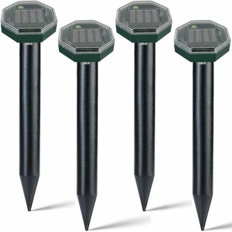 Solar-Ultraschall-Maulwurfabwehr, 4er-Pack, Anti-Maulwurf und Schlange, IP65 zur Schädlingsbekämpfung im Garten