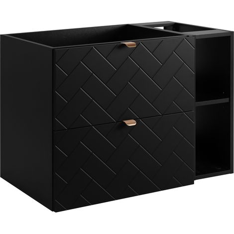 Meuble de salle de bain, Noir Mat, 60 × 57 × 46 cm, poignées noires (1/5)