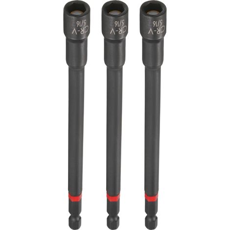 3pcs Magnétique Douille 5/16" 1/4" Tige Hexagonale 150mm L Noir (1/5)