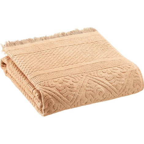 Drap de Douche en Coton Poudre 70 x 140 cm - Serviette de Bain Absorbante à Franges - PANGIVO