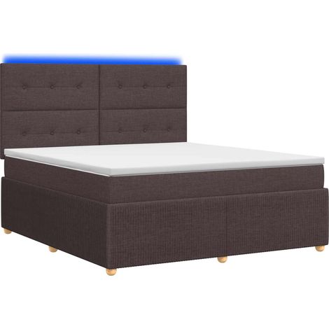Maison Exclusive - Letto Box Spring LED con Materasso Marrone Scuro 140 x 190 cm (1/5)