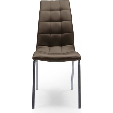 Silla de comedor ALEX tapizada en polipiel y patas de metal cromadas  PP BLANCO (1/5)