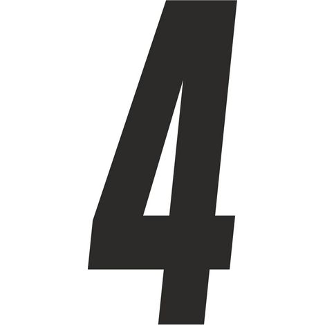 Numeri Adesivi Moto Cross, Set da 3 pezzi, 21 cm - Numeri: 4 - Colore: NERO