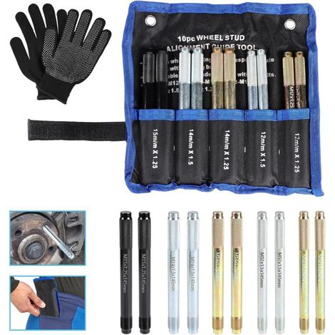 Set of 10 fixing bolts M12 x 1.25, M12 x 1.5, M14 x 1.25, M14 x 1.5, M15 x 1.25, M15 x 1.25 - Car tire mounting tool - Car tire mounting tool (1/5)