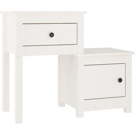 Maison Exclusive - Nachttisch Weiß 79,5x38x65,5 cm Massivholz Kie