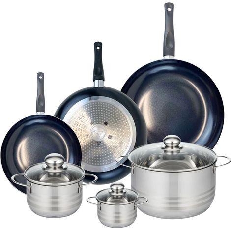 Ensemble de 3 Poêles de cuisson 24, 28 et 32 cm et 3 faitouts 12, 16 et 24 cm Elo Prima Brillant (1/5)