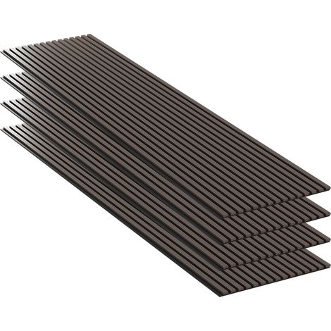 Lot 4 pièces - Panneau Acoustique - Noyer Foncé - Feutrine Noir - 240x60x1.1cm (1/5)
