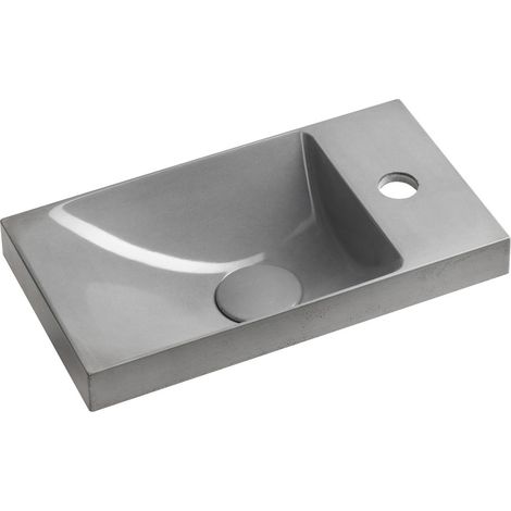 Vasque en béton AGOS 40x22cm, gauche/droite, gris semi-brillant (1/4)