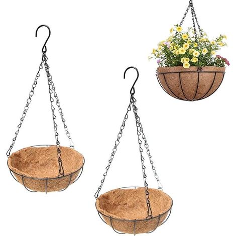 Coconut Fiber Hanging Flower Basket Hanging Flower Pot Coconut Flower Pot for Indoor Outdoor Plant Decoration 21cm (1/5)