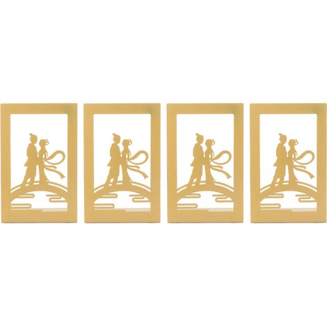 Lot de 4 serre-livres Lover Series en métal ajouré, robustes, avec patins antidérapants en mousse. (1/5)