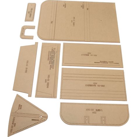 Ensemble de 9 pochoirs transparents en acrylique pour patrons de portefeuille, outils de bricolage et de maroquinerie. (1/5)