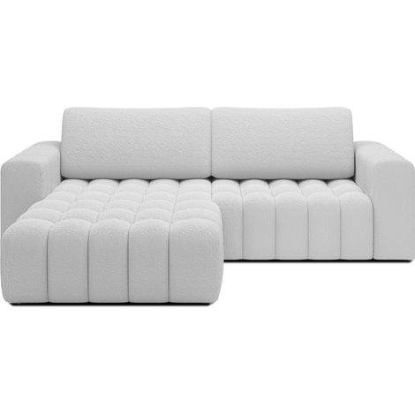 Canapé d'angle convertible DORY blanc 250 cm avec coffre de rangement angle droit (1/5)