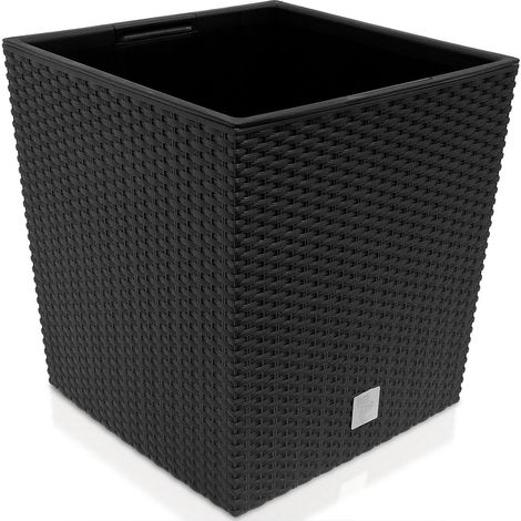 DEUBA® 35/64 Litre Rattan-Look Weatherproof Flower Pot  Inner Planter Convenient Handles  Indoor and Outdoor Versatility  Stylish Cachepot  35 Ltr. - anthrazit (de) (1/5)