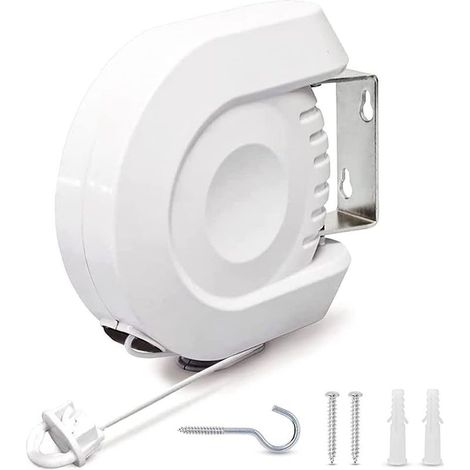 Étendoir à linge rétractable de 12 mètres, pour une utilisation intérieure ou extérieure, très robuste et durable, installation facile, support mural pour sèche-linge (1/5)