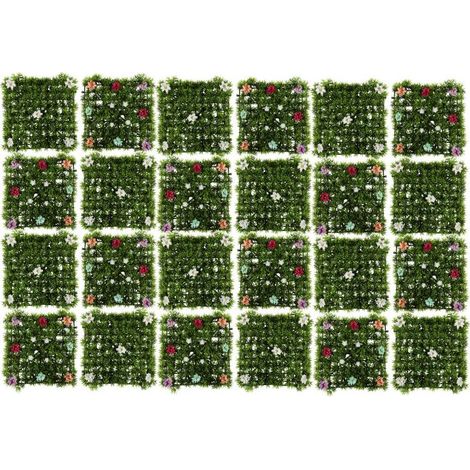 Lot de 24 Dalles Gazon Artificiel 25 x 25 cm Clipsables Décor Extérieur 1.5 m² - Livraison gratuite (1/5)