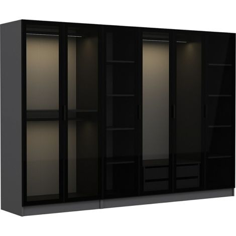 Spogliatoio antracite con scaffali e armadi - 90 x 210 x 52 cm OPERA (1/4)