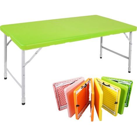AMXCNOY Table pliante portable robuste de 125 cm avec poignée, hauteur réglable, multifonctionnelle, idéale pour le camping, les pique-niques et les fêtes en intérieur/extérieur, capacité de charge 13 (1/5)