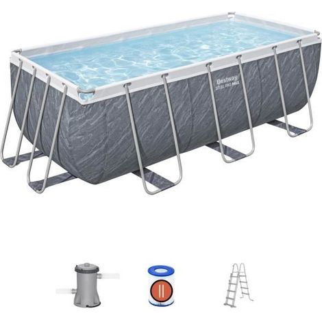 Kit Piscine hors sol tubulaire BESTWAY - Steel Pro Max - 412 x 201 x 122 cm - Rectangulaire (Filtre a cartouche, échelle, 1 cartouch