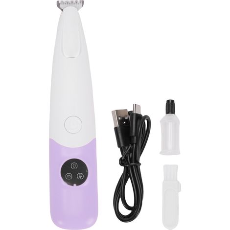 Tondeuse pour animaux de compagnie, rasoir sans fil Rechargeable, toilettage des poils pour chats et chiens avec brosse, câble USB violet (1/5)