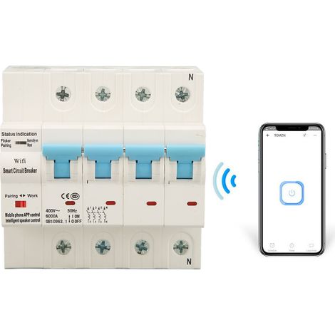 Disjoncteur intelligent WiFi sur rail DIN AC400V, disjoncteur à réenclenchement intelligent, interrupteur différentiel 4P40A (1/5)