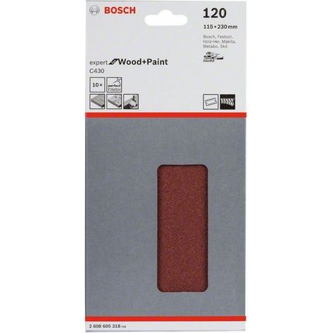 2608605318 - Foglio abrasivo C430, confezione da 10 pz. 115mm x 230 mm, P120