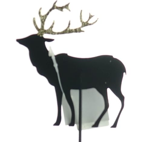 Scheulen – Pique décorative cerf noir à bois dorés – Métal, hauteur 8 cm