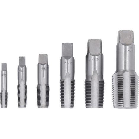 GARRYFIZH Kit de 6 tarauds en acier au carbone pour tuyaux PVC, filetages NPT 1 po, 3/4 po, 1/2 po, 3/8 po, 1/4 po et 1/8 po (1/5)