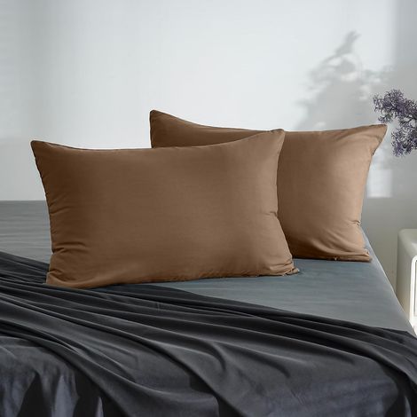 18 Couleurs Lot 2 Taie d'oreiller 50x70 cm Café Housse Oreiller Coussin pour Canapé Lit Fermeture Éclair Anti-Acariens Hypoallergénique Protège Oreiller Zip Microfibre (1/5)