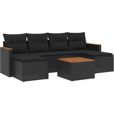 Maison Exclusive - Set Divani da Giardino con Cuscini 7pz Nero Polyrattan (1/3)