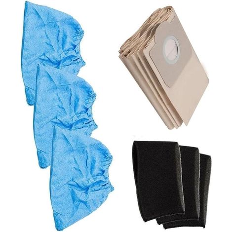 Sacs à poussière en mousse pour aspirateurs Einhell TC-VC 1820, TC-VC 1820 SA, TC-VC 1812 S, TC-VC 1815 pièces de rechange pour aspirateur humide et sec, 5 sacs à poussière, 3 filtres en (1/5)