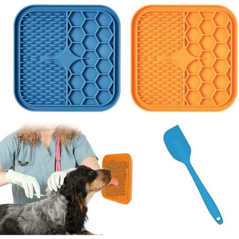 Tapis de Leche Chien, 2Pcs Tapis Léchage Chien avec Ventouse (Leche Chien+ Tapis à Lécher Chat + Spatule ) pour Friandises/Aliments